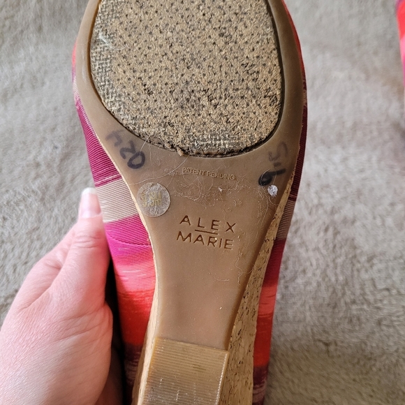 Alex Marie round toe striped cork wedges size 9.5 - Picture 9 of 13